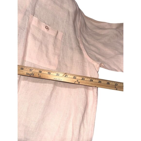 Cabana Mens 2XL Pink Linen Button-Up Shirt Short Sleeve With Pocket Casual Light - Picture 6 of 6